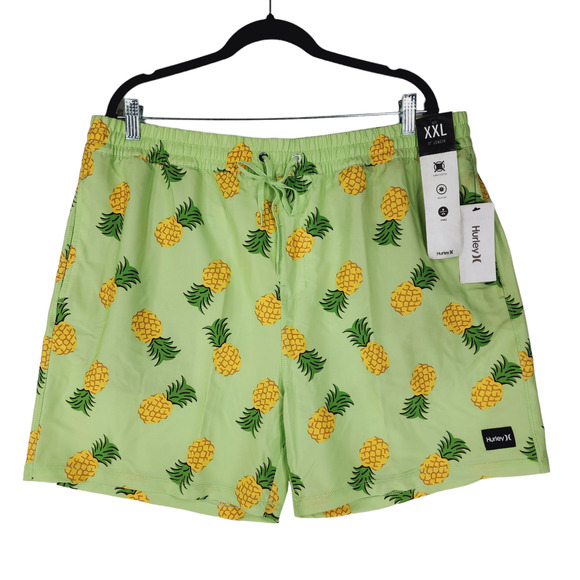 Hurley Swim Trunk Shorts XXL Mens Pineapples Green Yellow 6" Beach Cruise NEW - Picture 1 of 14